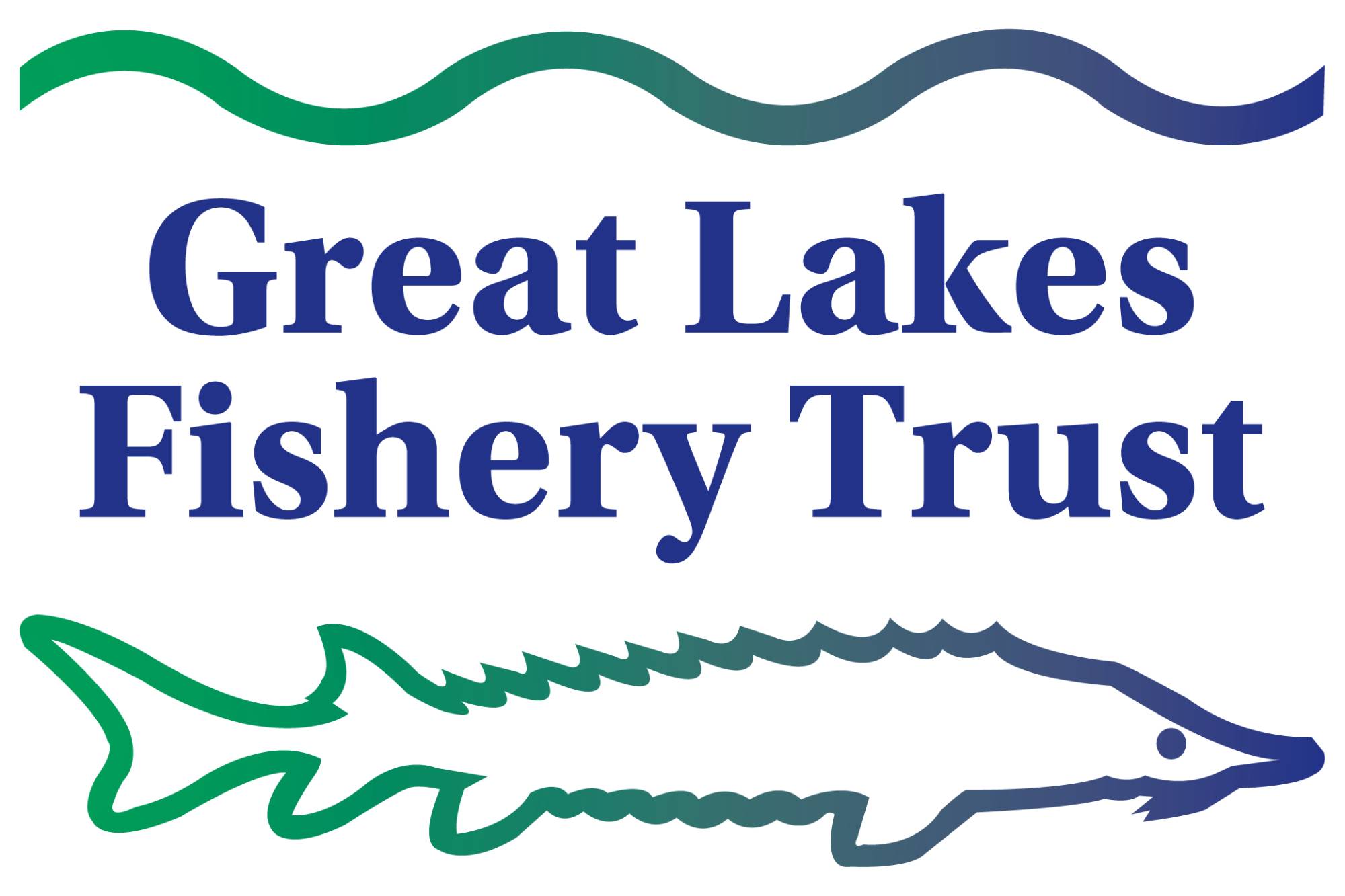 Great Lakes Fishery Trust logo, fish with waves